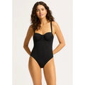 SEAFOLLY Women's Underwire One Piece Swimsuit Size 10 Black Ruched NWT