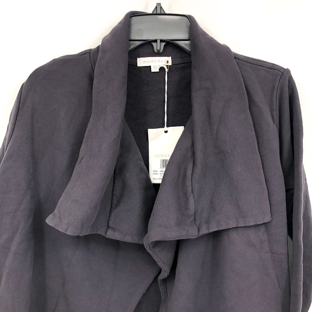 MODODOC Women's Draped Open Cardigan Small Medium Grit Gray French Terry NWT