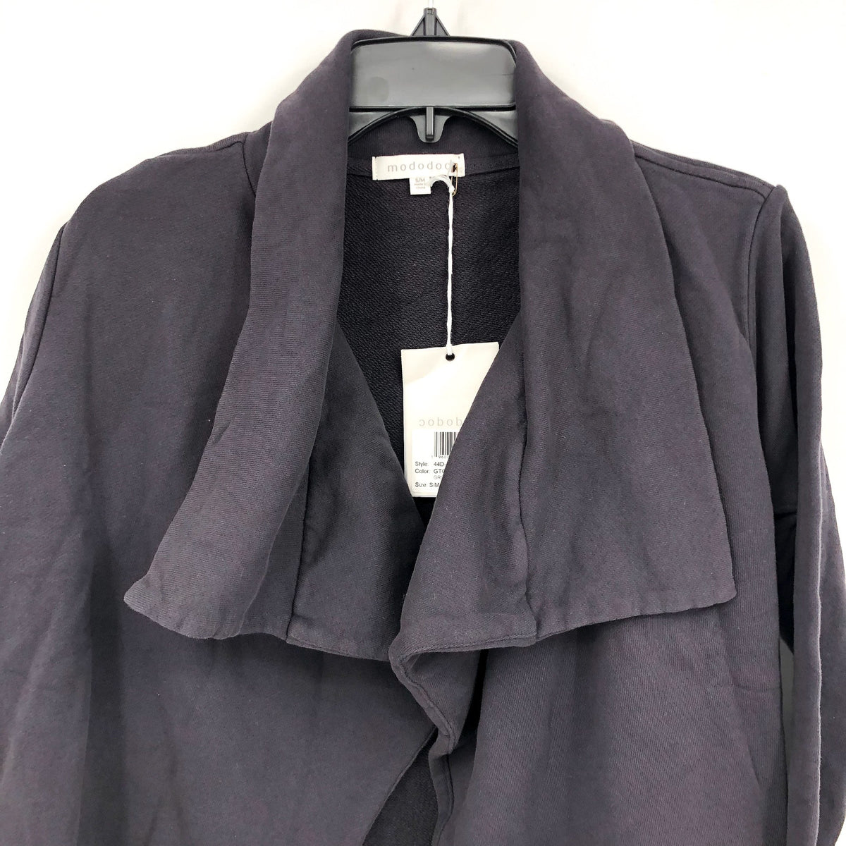 MODODOC Women's Draped Open Cardigan Small Medium Grit Gray French Terry NWT