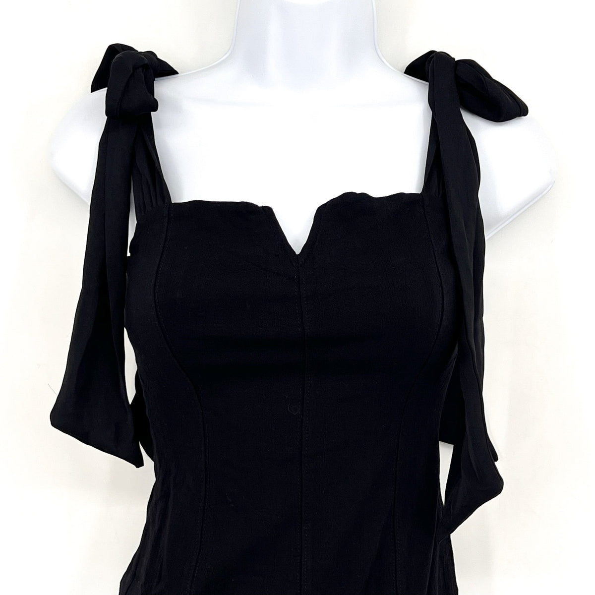 FREE PEOPLE Women's Lola Tank Bodysuit Small Black Tie Shoulder Thong NWT