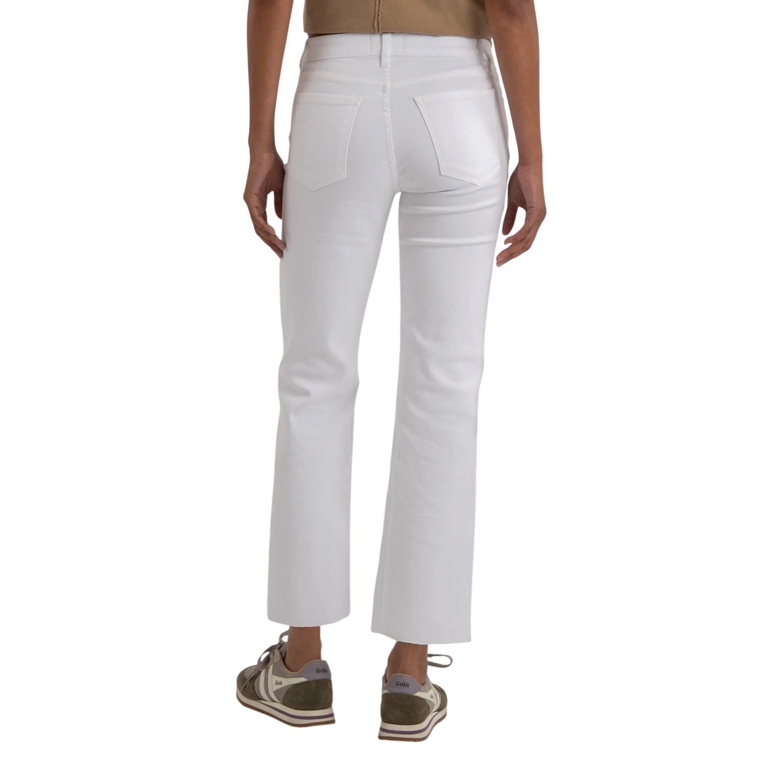 KUT FROM THE KLOTH Kelsey Ankle Flare Jean Size 10 Optic White Raw Hem NWT