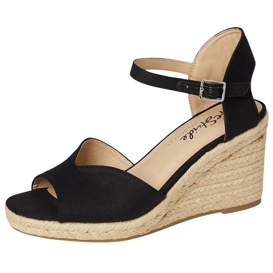 LifeStride Womens Tess Wedge Espadrille Sandals US 11 Wide EU 42 Black NIB