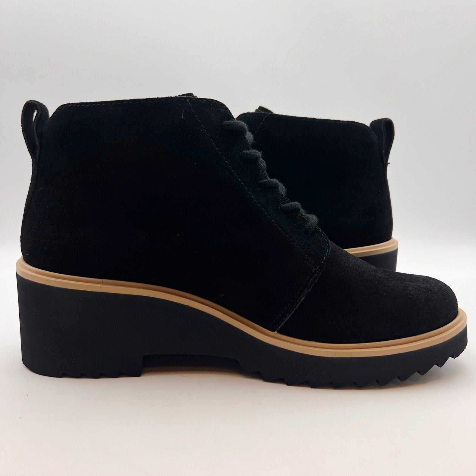 TOMS Womens Maude Lace-Up Ankle Boots SIZE 8.5 EU 39 Black Suede NWOB