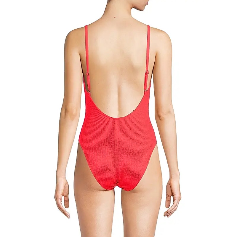 LILLY PULITZER Alizee Crinkle One-Piece Swimsuit Size 16 Mizner Red NWOT