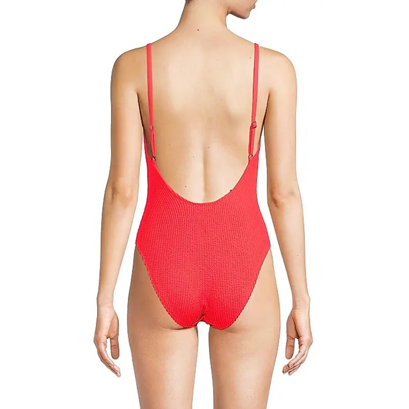 LILLY PULITZER Alizee Crinkle One-Piece Swimsuit Size 16 Mizner Red NWOT