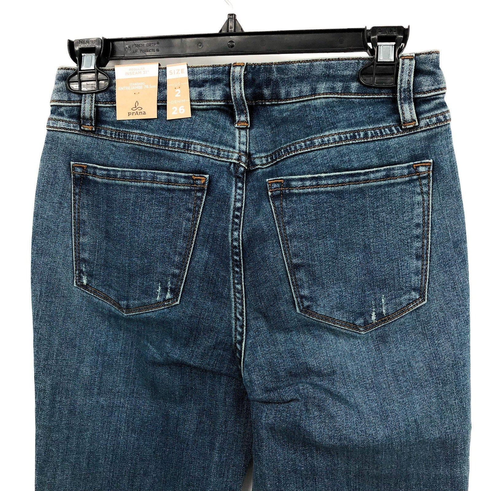 PRANA Womens Sienna Mid Rise Skinny Jeans 26x31 US 2 True Blue Stretch Denim NWT