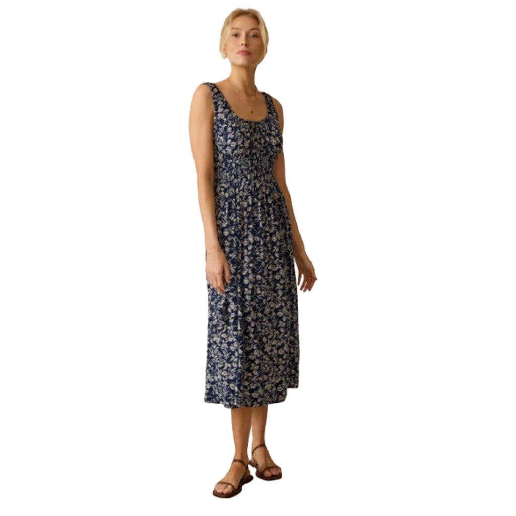 FAHERTY Women's Sunseeker Dress XL Blue White Juniper Ikat Floral Sleeveless NWT