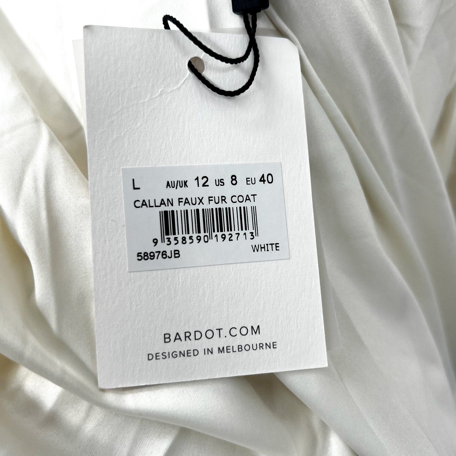 Bardot Womens Callan Faux Fur Jacket Large White Hooded NWT