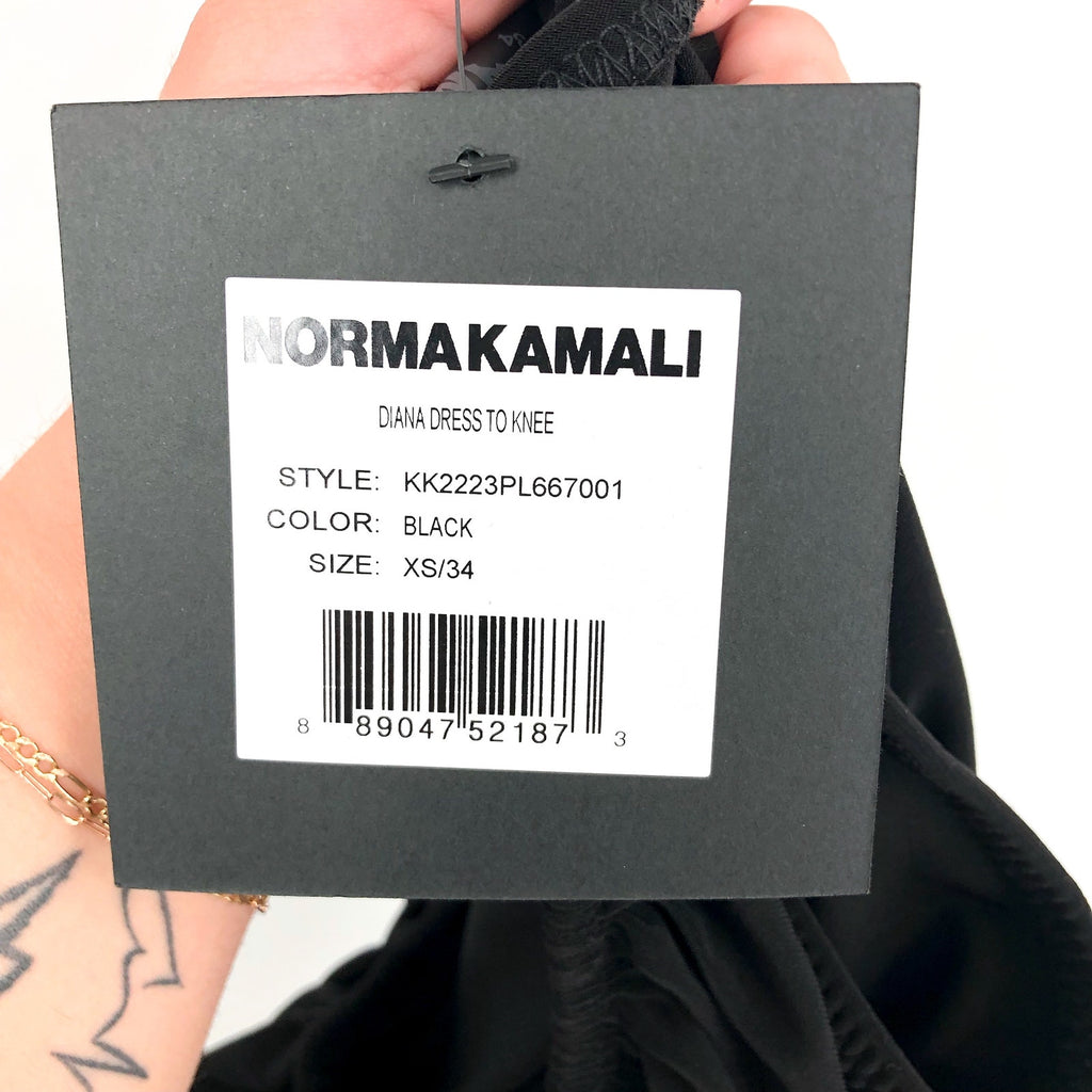 NORMA KAMALI Women's One Shoulder Diana Dress XS Black Asymmetric NWT