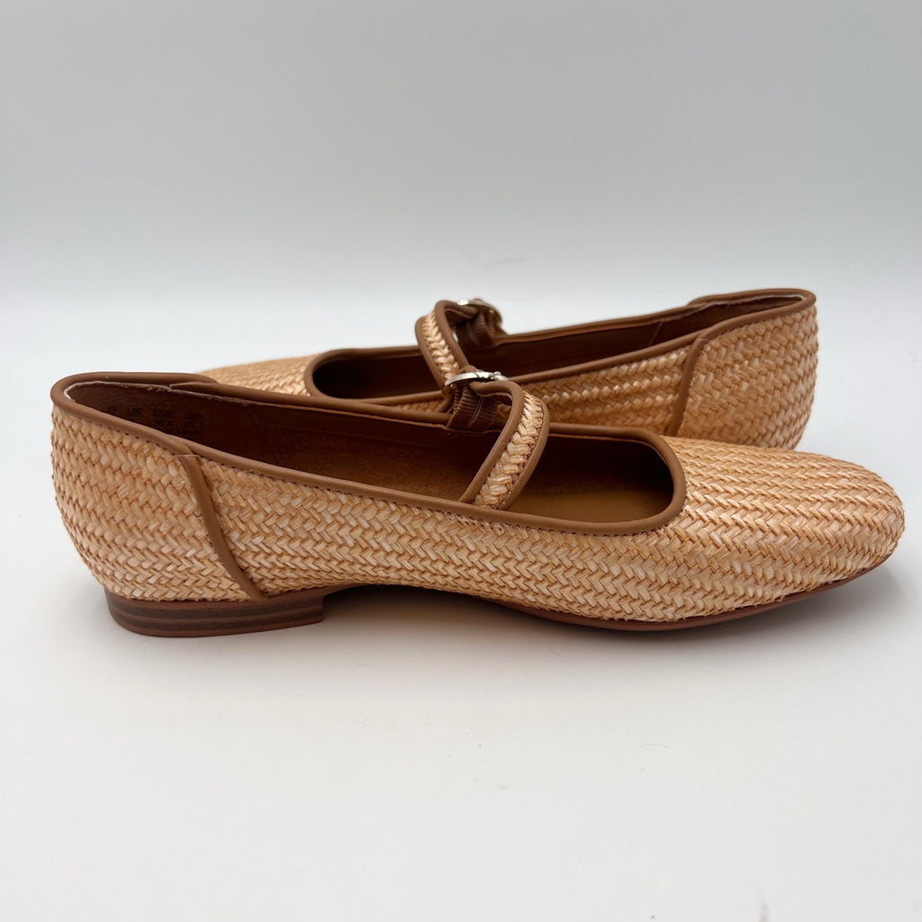 Naturalizer Womens Kelly4 Mary Jane Flats Size 6.5 EU 36.5 Brown Tan Woven NWOB