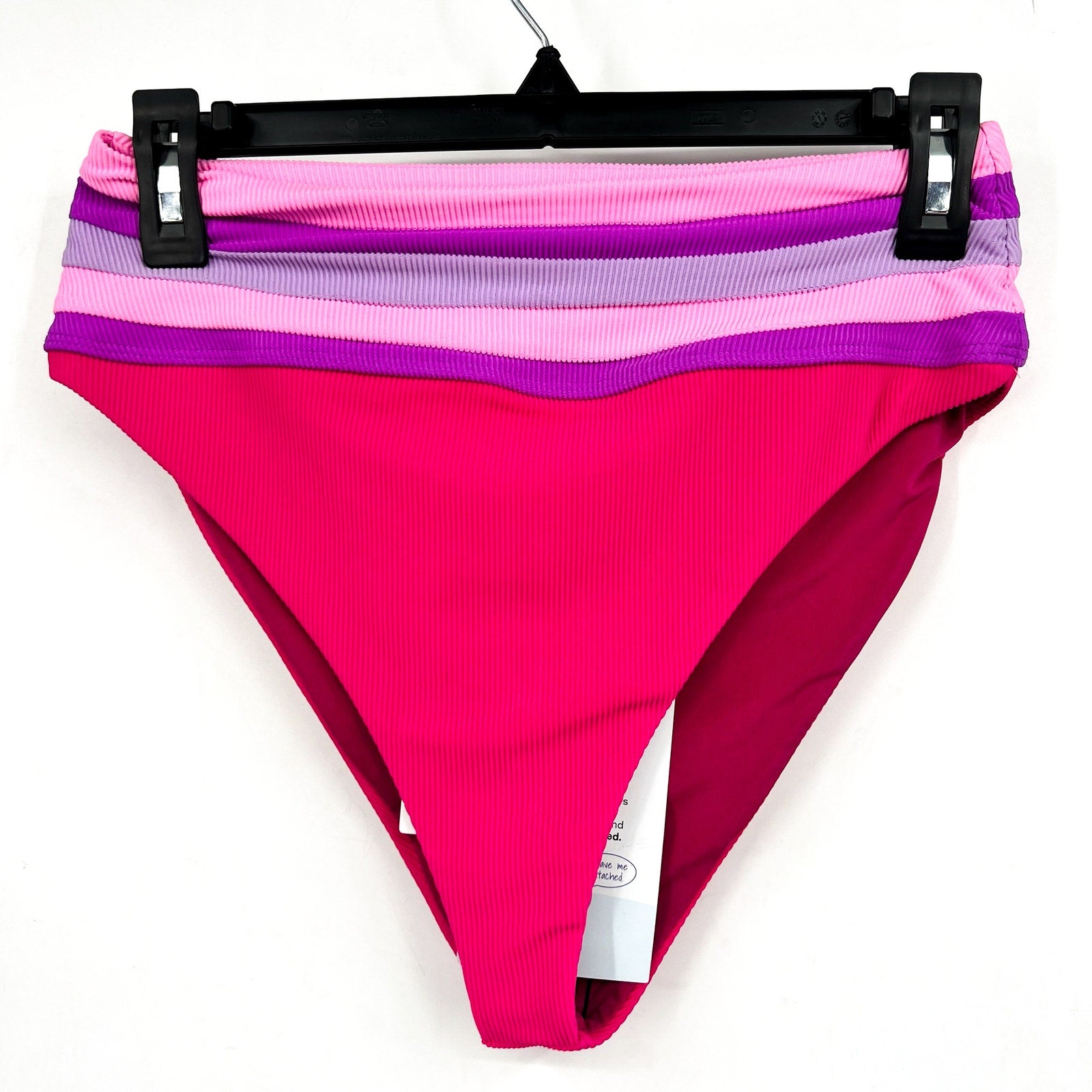 BEACH RIOT Millie High Waisted Bikini Bottom Small Pink Raspberry Colorblock NWT