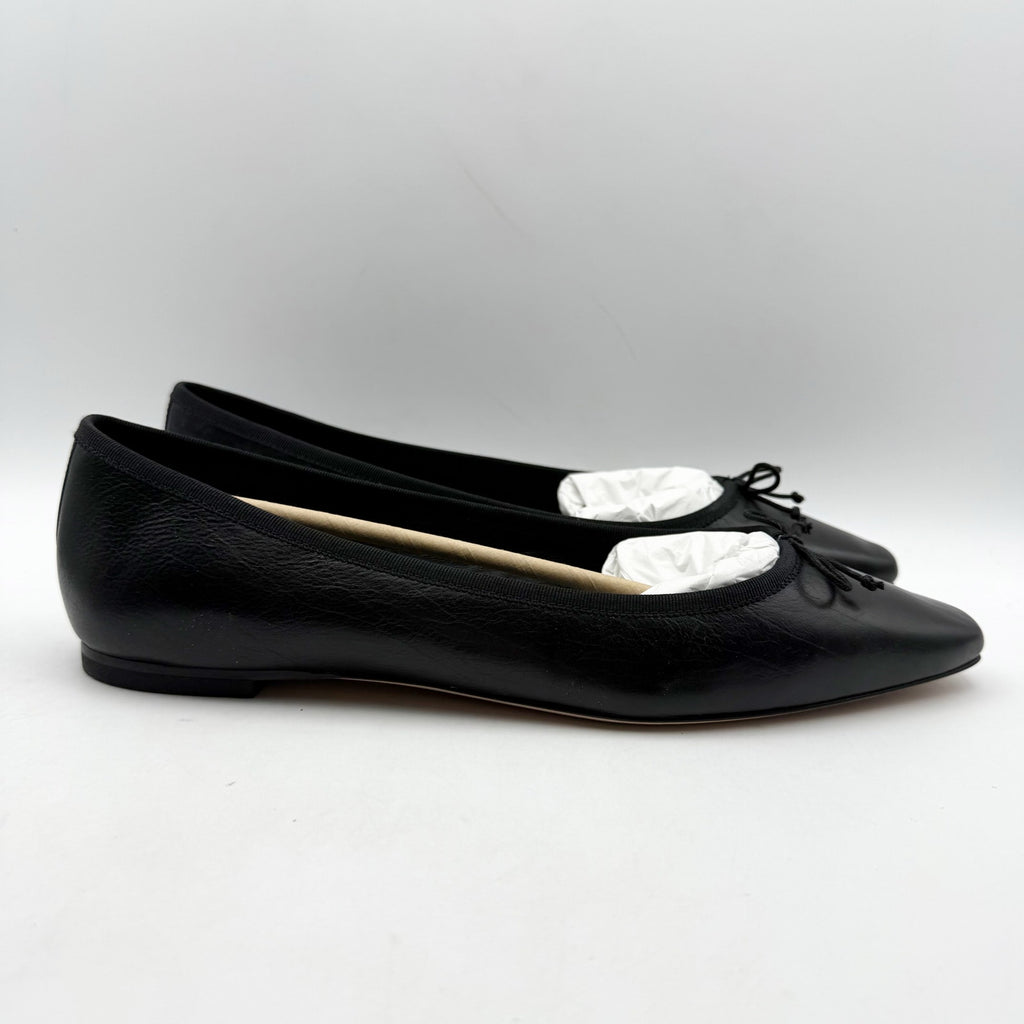 Veronica Beard Womens Catherine Ballet Flats US 9.5 M Black Leather NIB