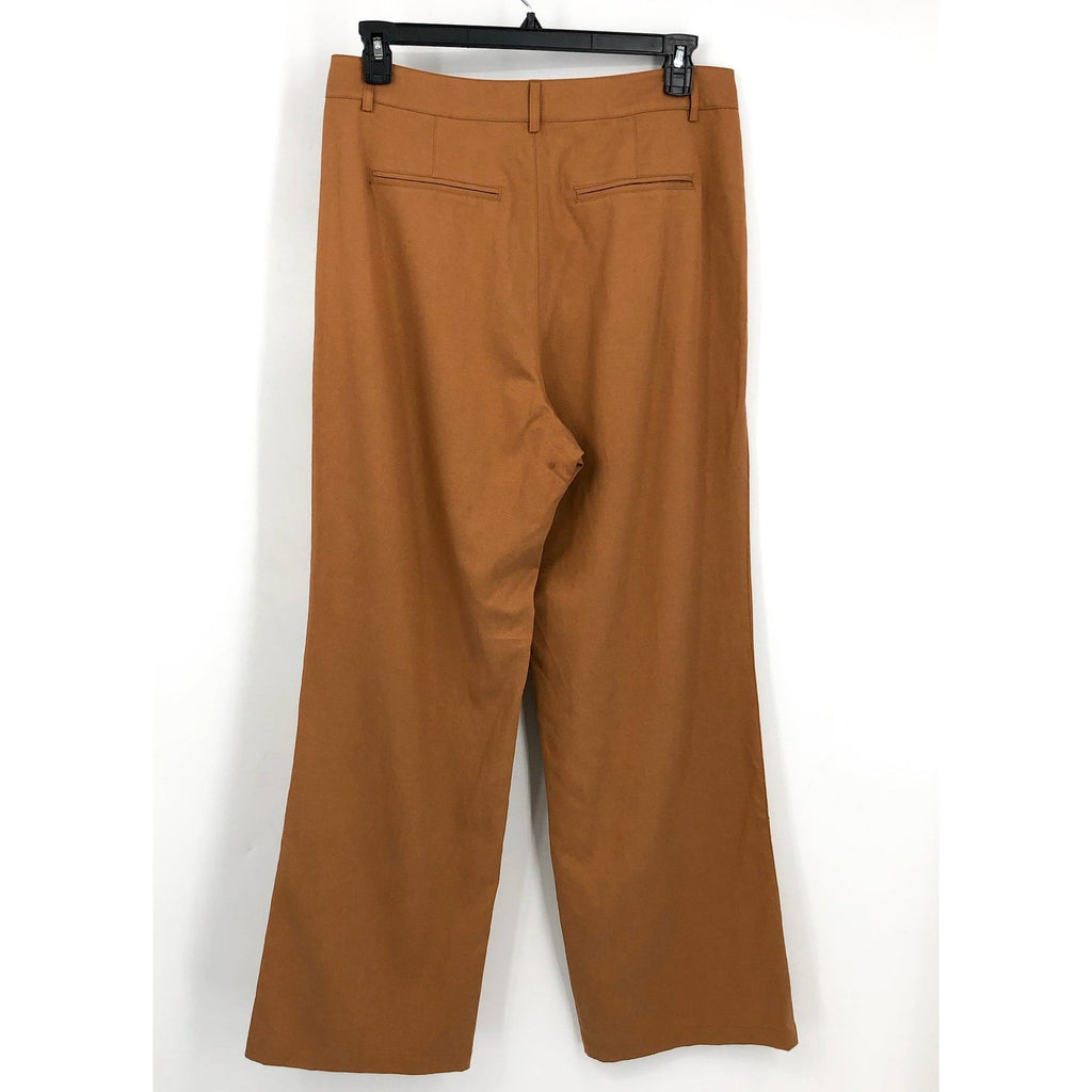 PAIGE Women's Merano Pleated Wide Leg Pants Size 10 Golden Tan Trousers NWOT