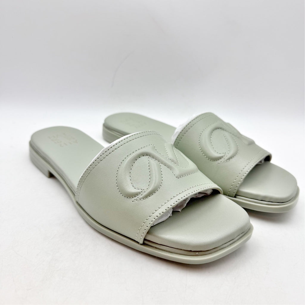 Naturalizer Womens Genevieve Slide Sandals Size 8.5 WIDE Grey Green Leather NIB