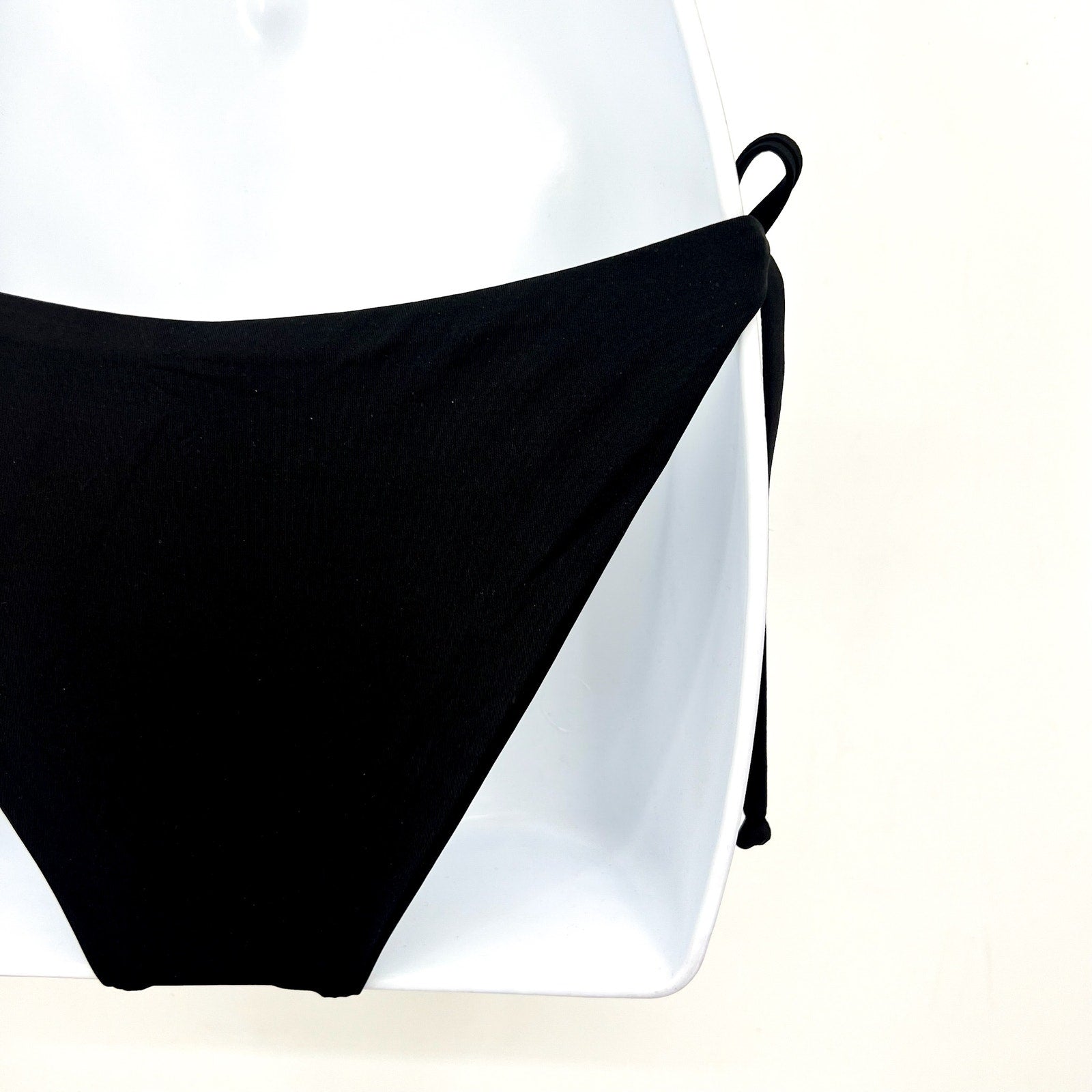 BECCA Women's Color Code Side Tie Bikini Bottoms Medium Black Adjustable NWT
