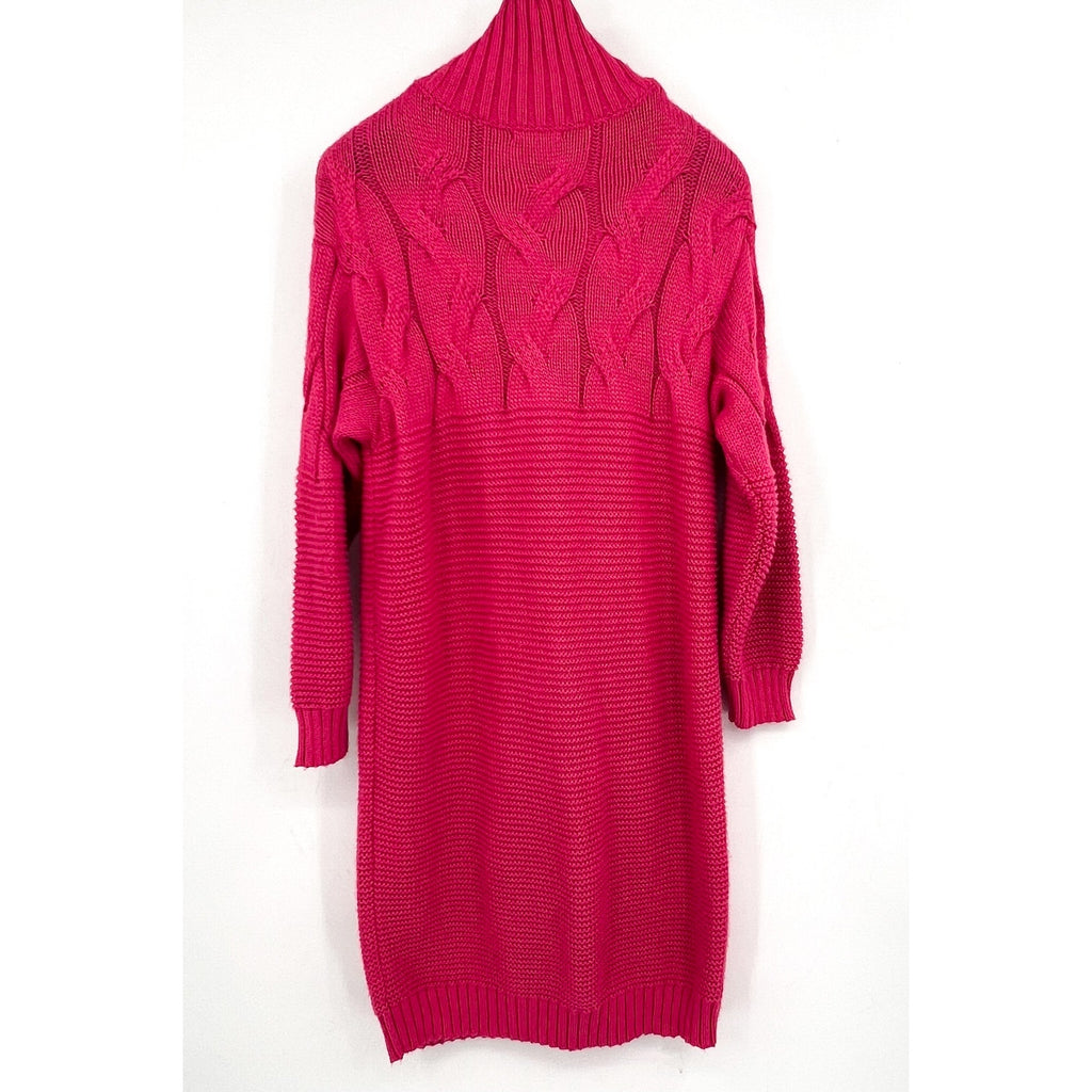 STITCHDROP Women's Turtleneck Sweater Mini Dress Medium Pink Magenta NWT