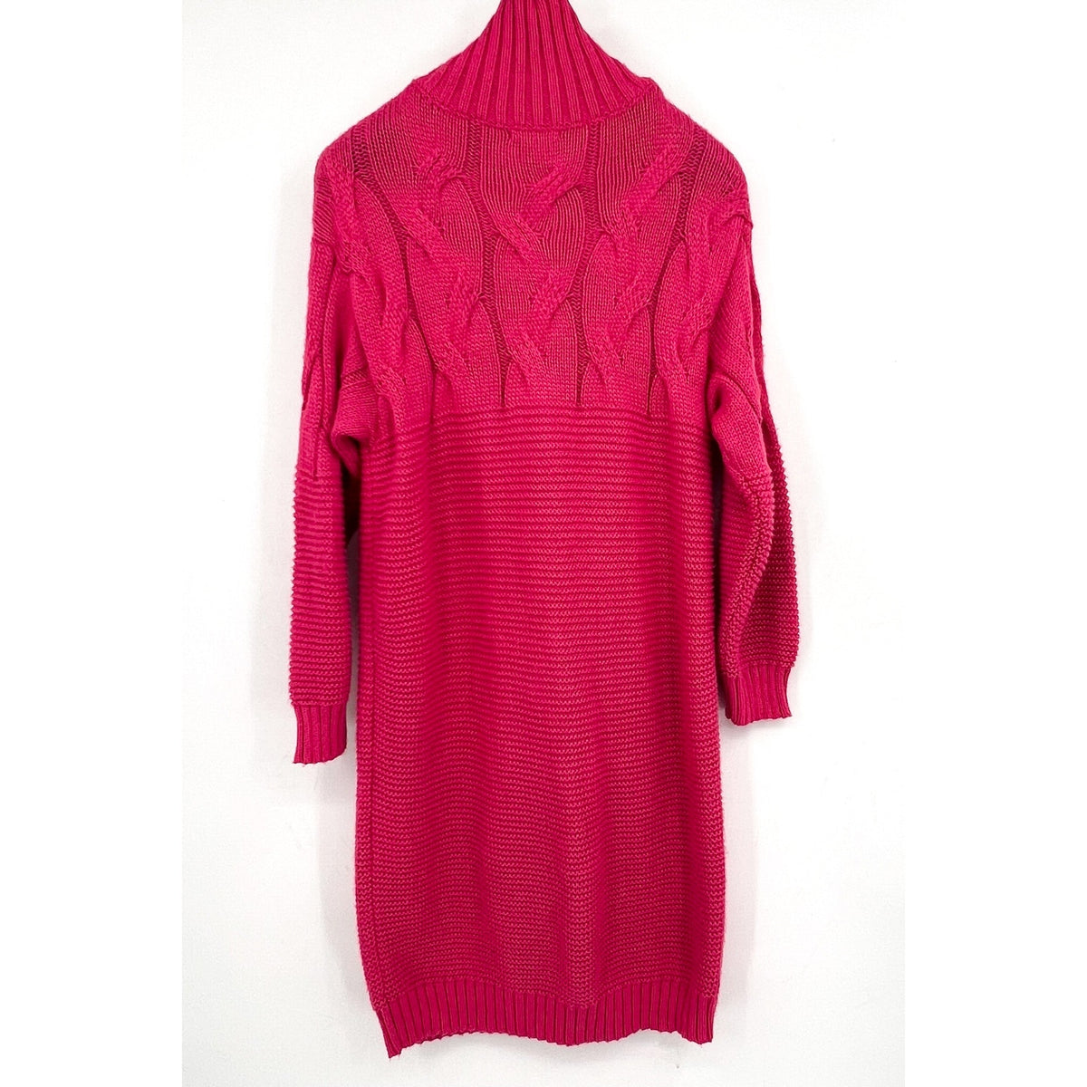 STITCHDROP Women's Turtleneck Sweater Mini Dress Medium Pink Magenta NWT
