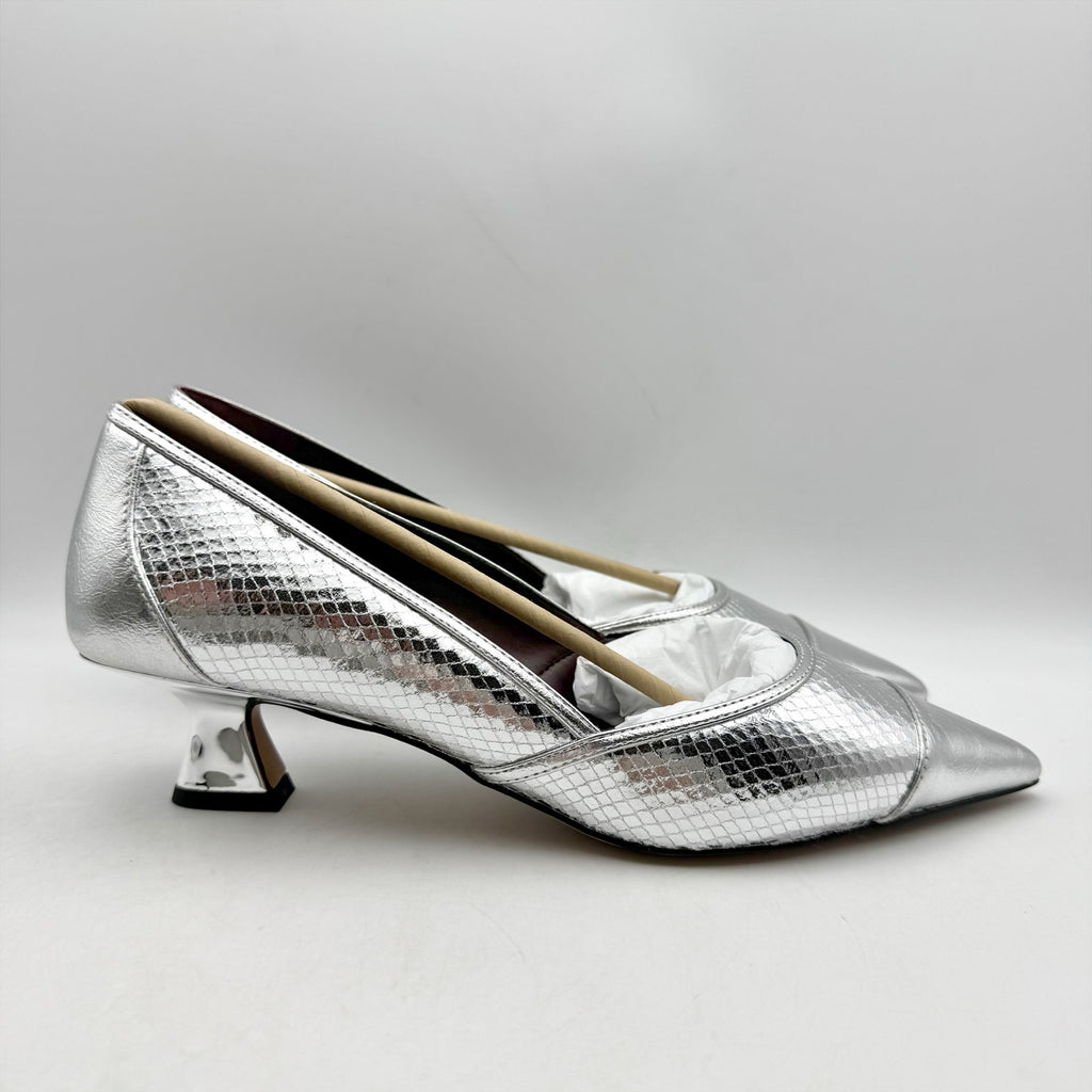 Franco Sarto Womens Darcy Pumps US 8.5 Wide EU 39 Silver NIB