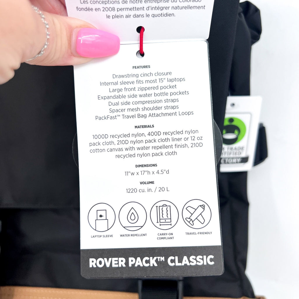 TOPO DESIGNS Unisex Rover Pack Classic 15″ Laptop Backpack Khaki Black NWT
