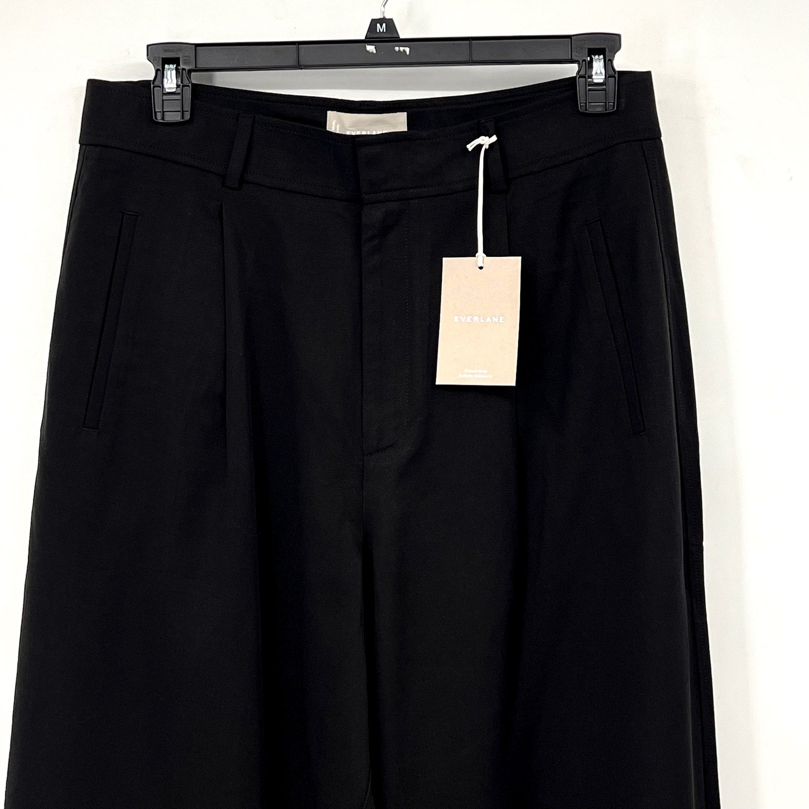 Everlane Womens The Way-High Drape Pants Size 14 30" Inseam Pleated Black NWT
