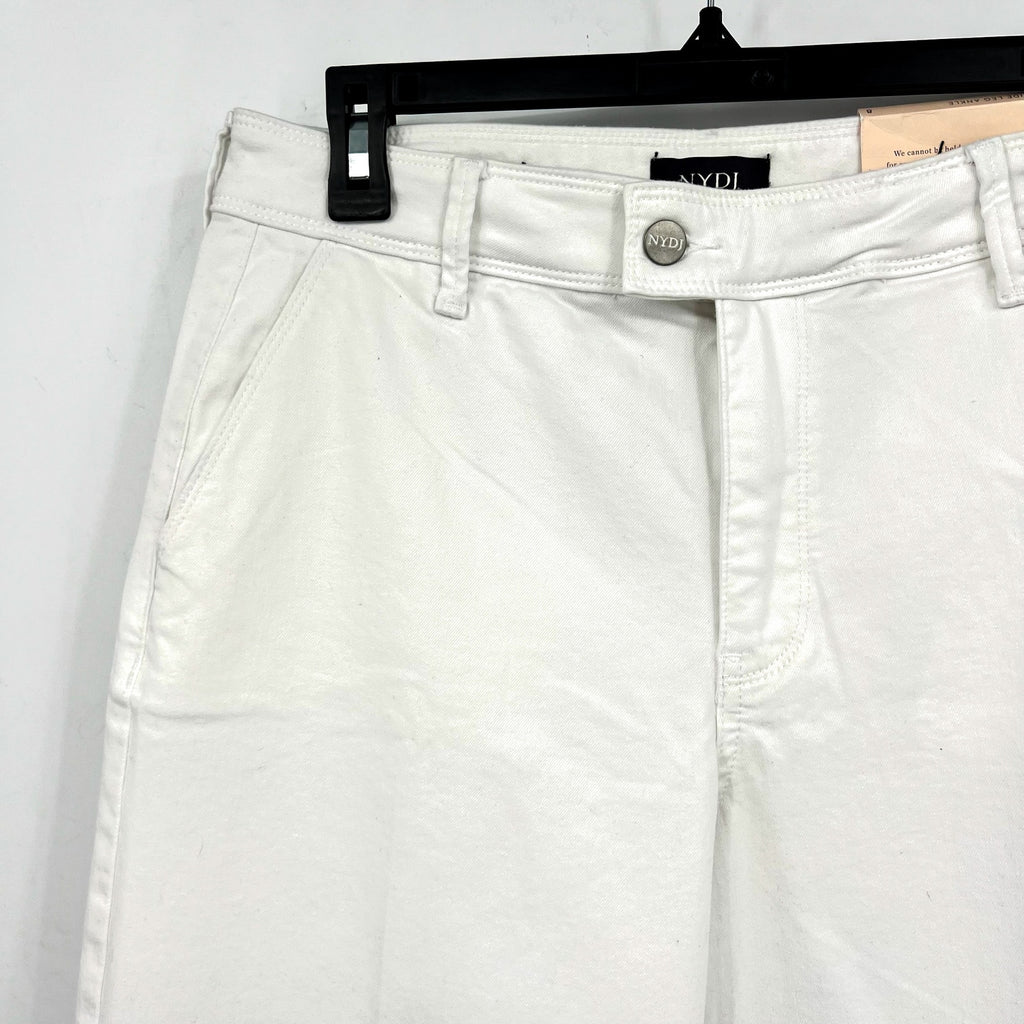 NYDJ Women's Mona Wide Leg Ankle Jeans Size 8 Optic White Denim Trouser NWT
