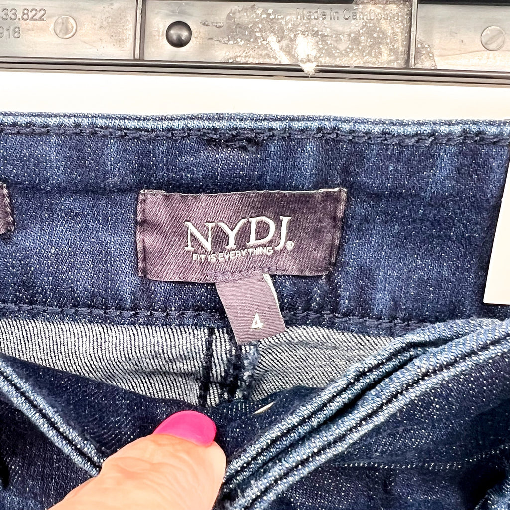 NYDJ Womens Ella Denim Shorts Size 4 Dark Blue Arise 8" Inseam NWT