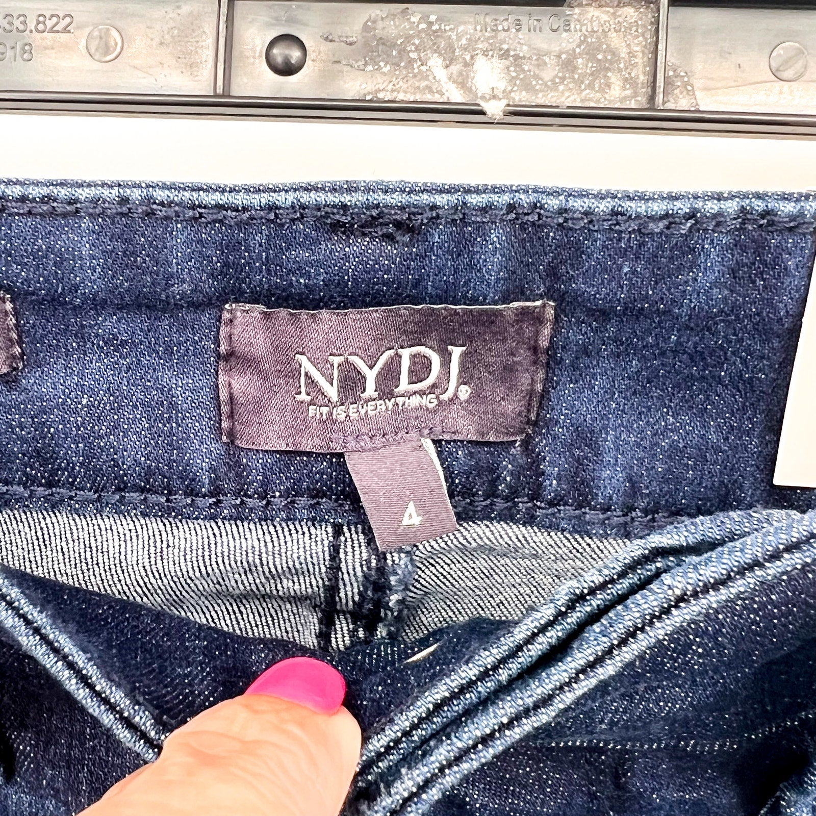 NYDJ Womens Ella Denim Shorts Size 4 Dark Blue Arise 8" Inseam NWT