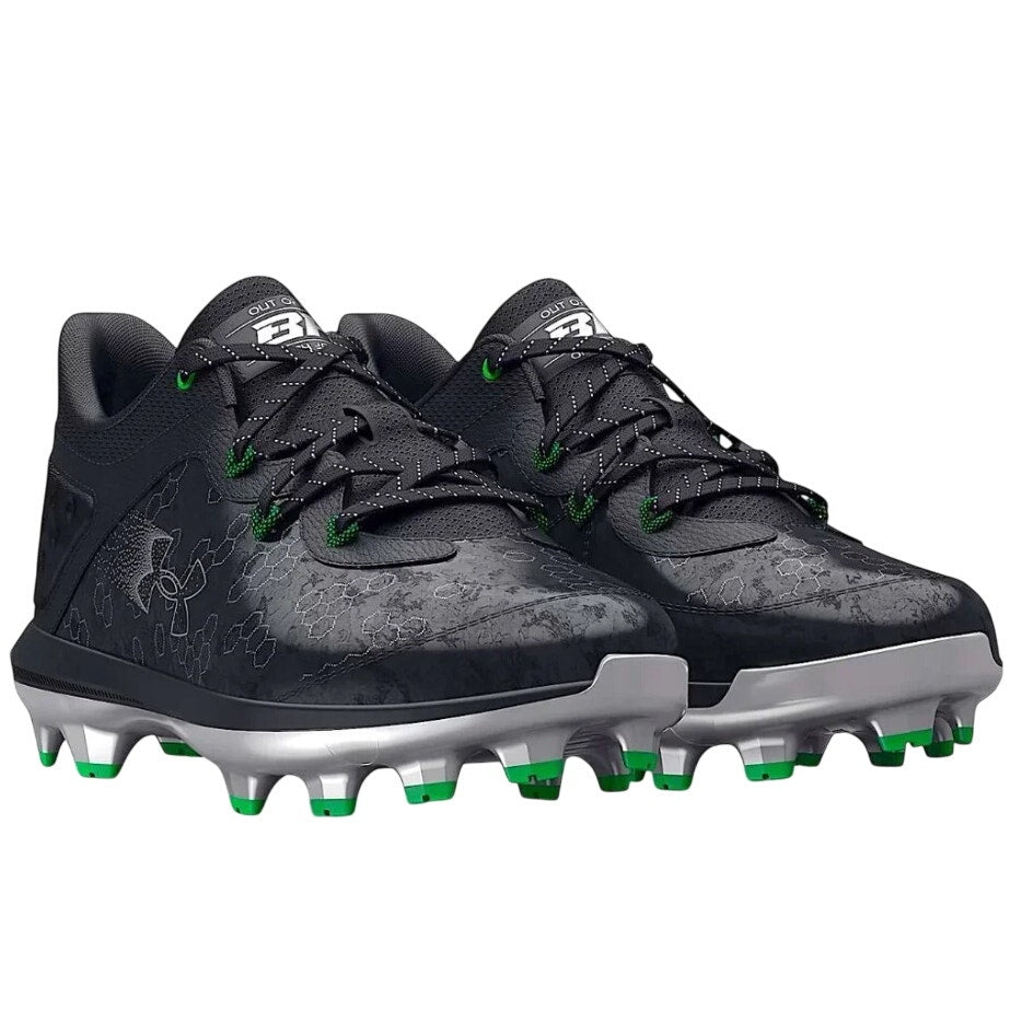 Under Armour Youth Harper 8 TPU Baseball Cleats US 4 Black Green NWOB