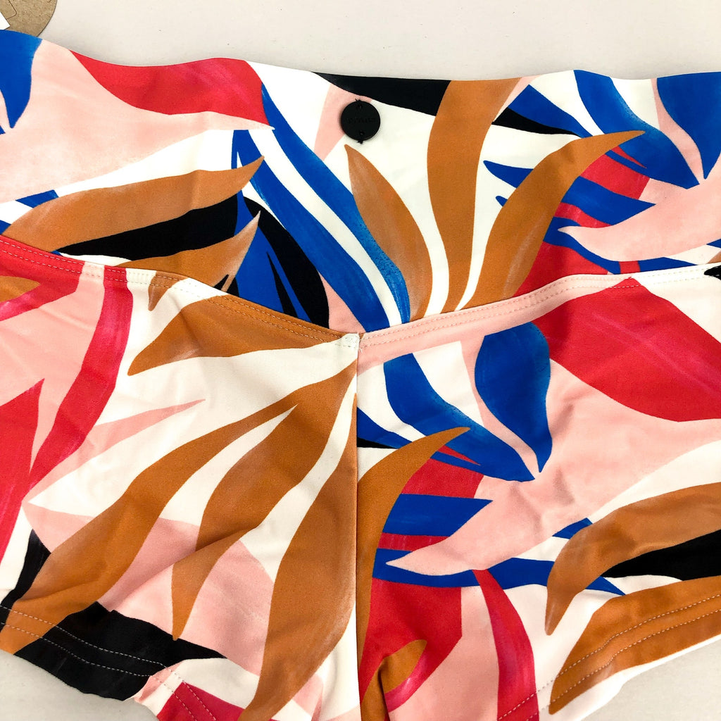 PRANA Women's Datum Swim Bottoms XS Red Tropics Print Floral Boy Short NWT