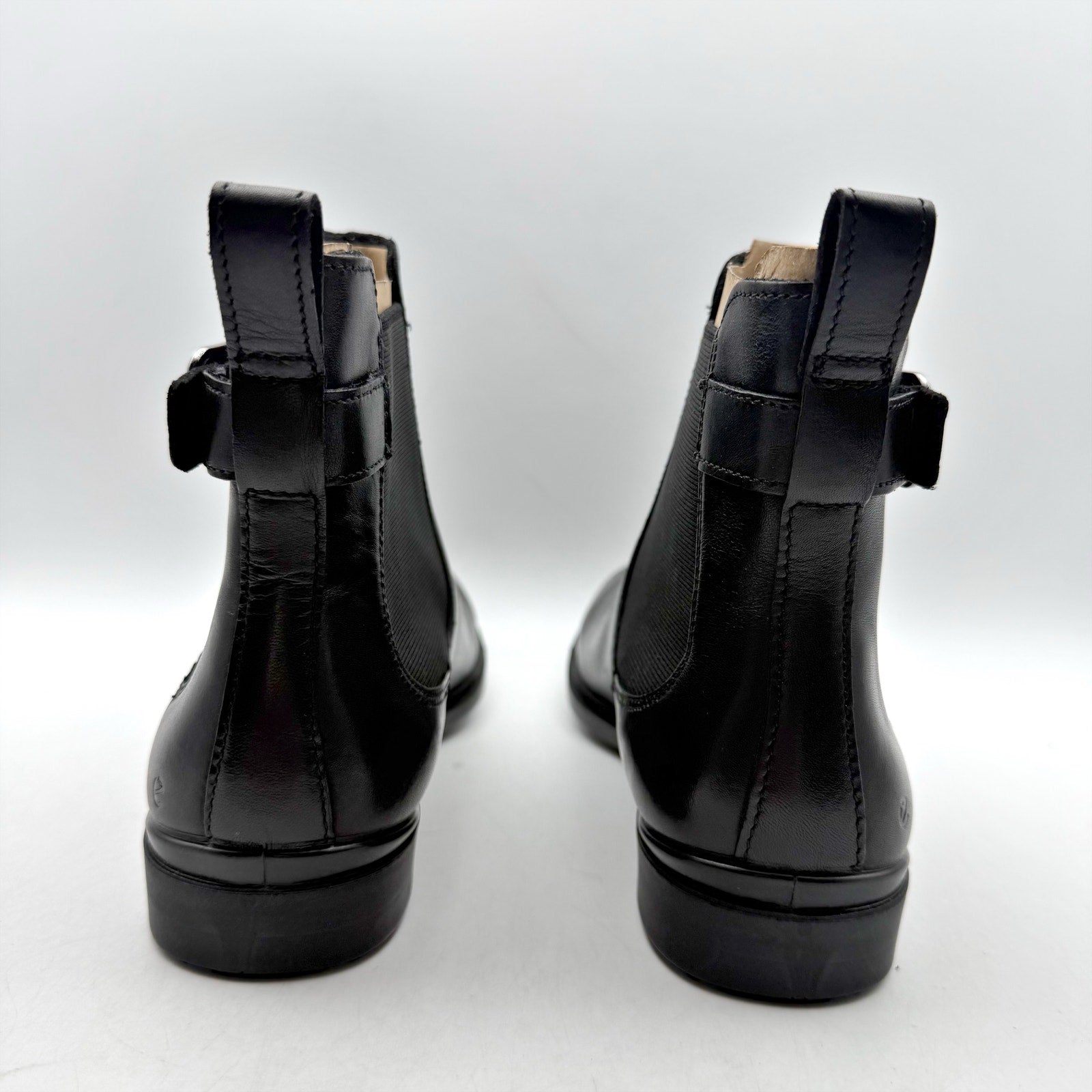 Ecco Womens Classic Chelsea Ankle Boots EU 38 US 7.5 Black Leather Buckle NIB