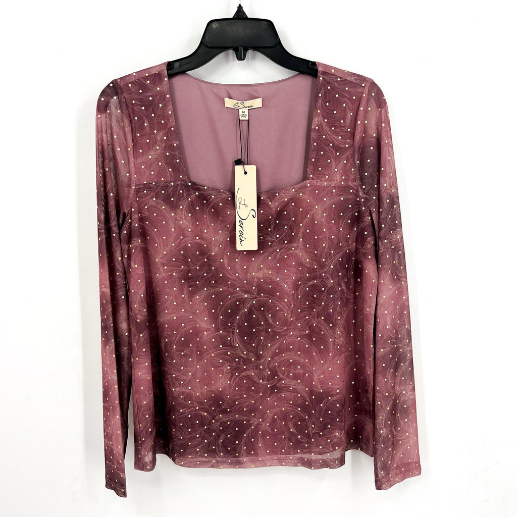 Stitch Fix LES SEREIN Womens Sequin Sheer Top Medium Purple Long Sleeve NWT