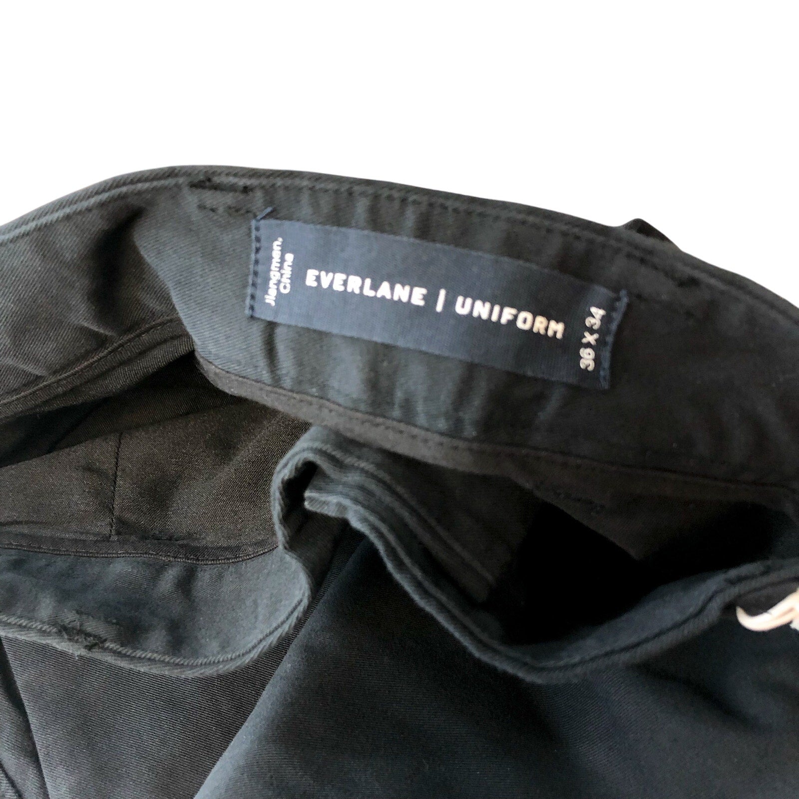 EVERLANE Mens Performance Chino Pants 36x34 Black Uniform Flat Front NWT