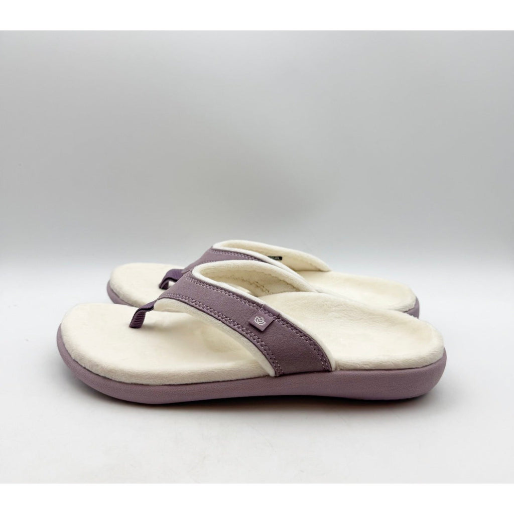 Spenco Womens Yumi Cozy Slipper Flip Flop Size 7 Plush Faux Fur Purple NIB