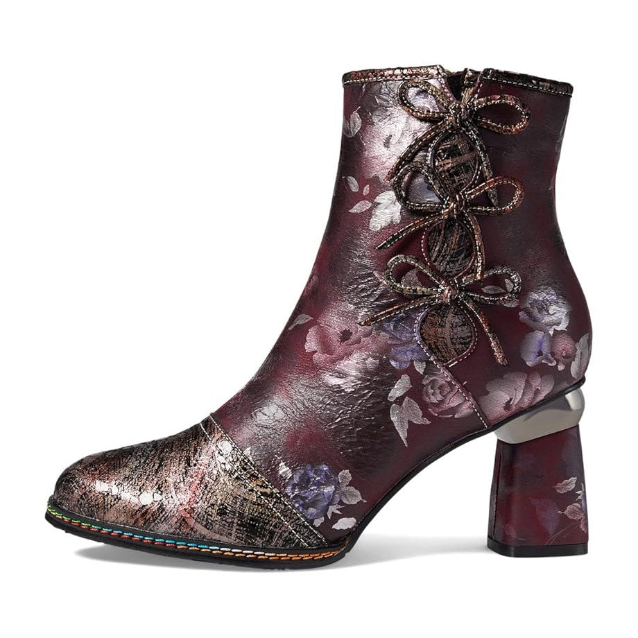 L'Artiste by Spring Step Womens Carre Heeled Boots EU 37 US 7 Purple Leather NIB