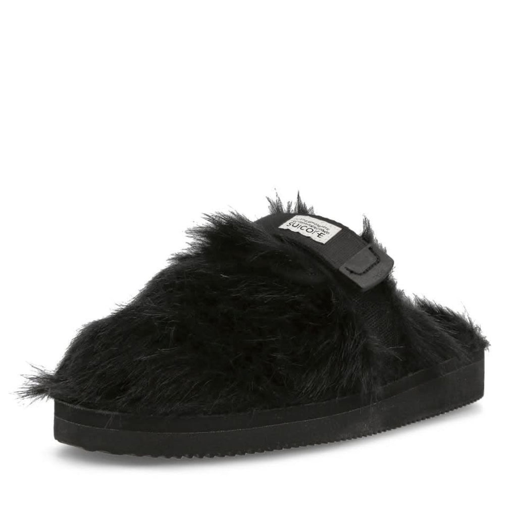 SUICOKE Womens Zavo Faux Fur Slide Clogs Size 7 EU 36 Black Faux Fur NWOB