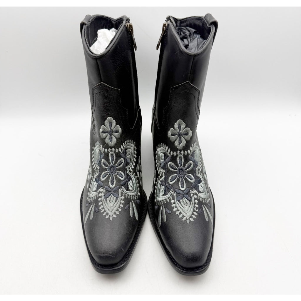 Diba True Women's Cains Ville Western Bootie Size 7M Black Charcoal Leather NWOB