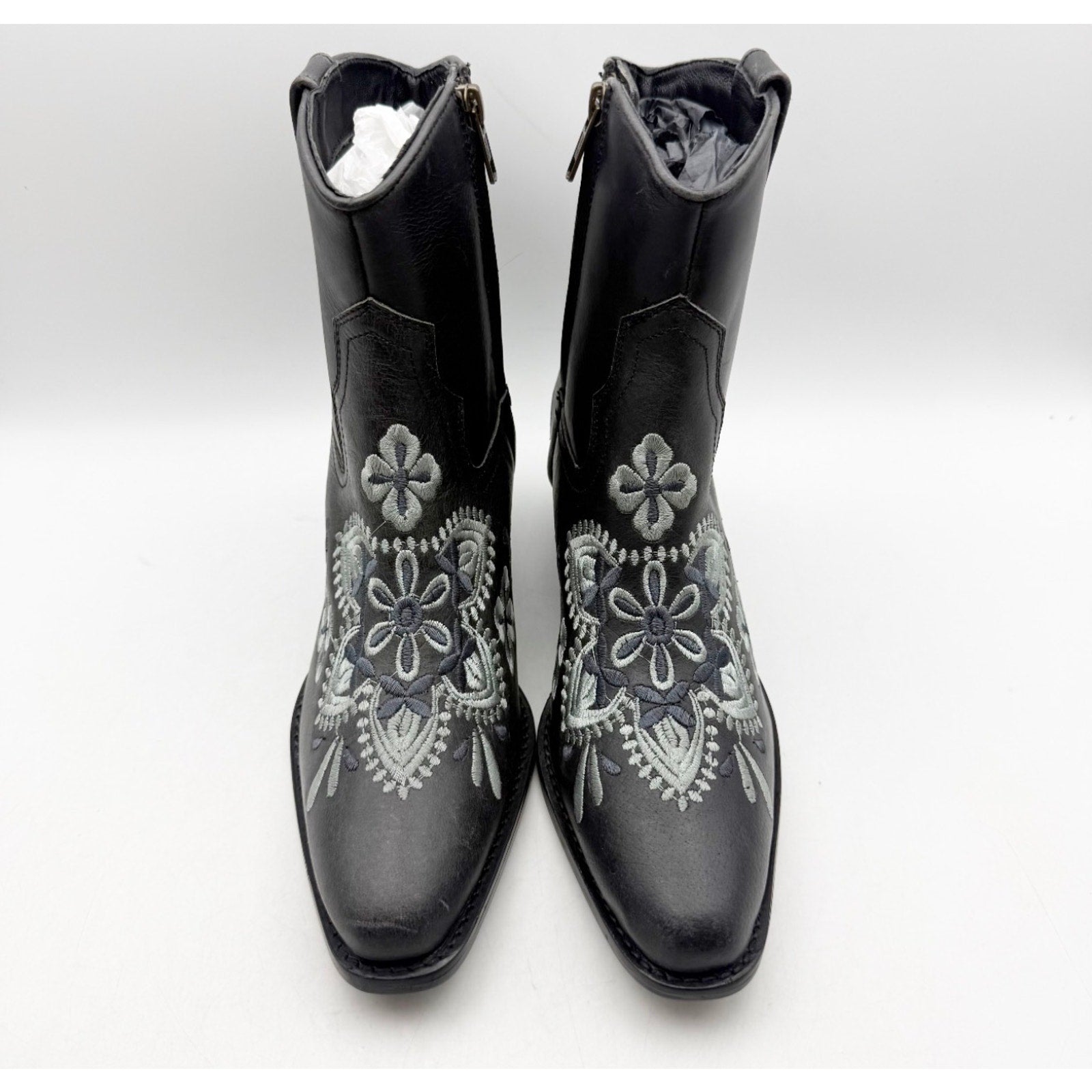 Diba True Women's Cains Ville Western Bootie Size 7M Black Charcoal Leather NWOB
