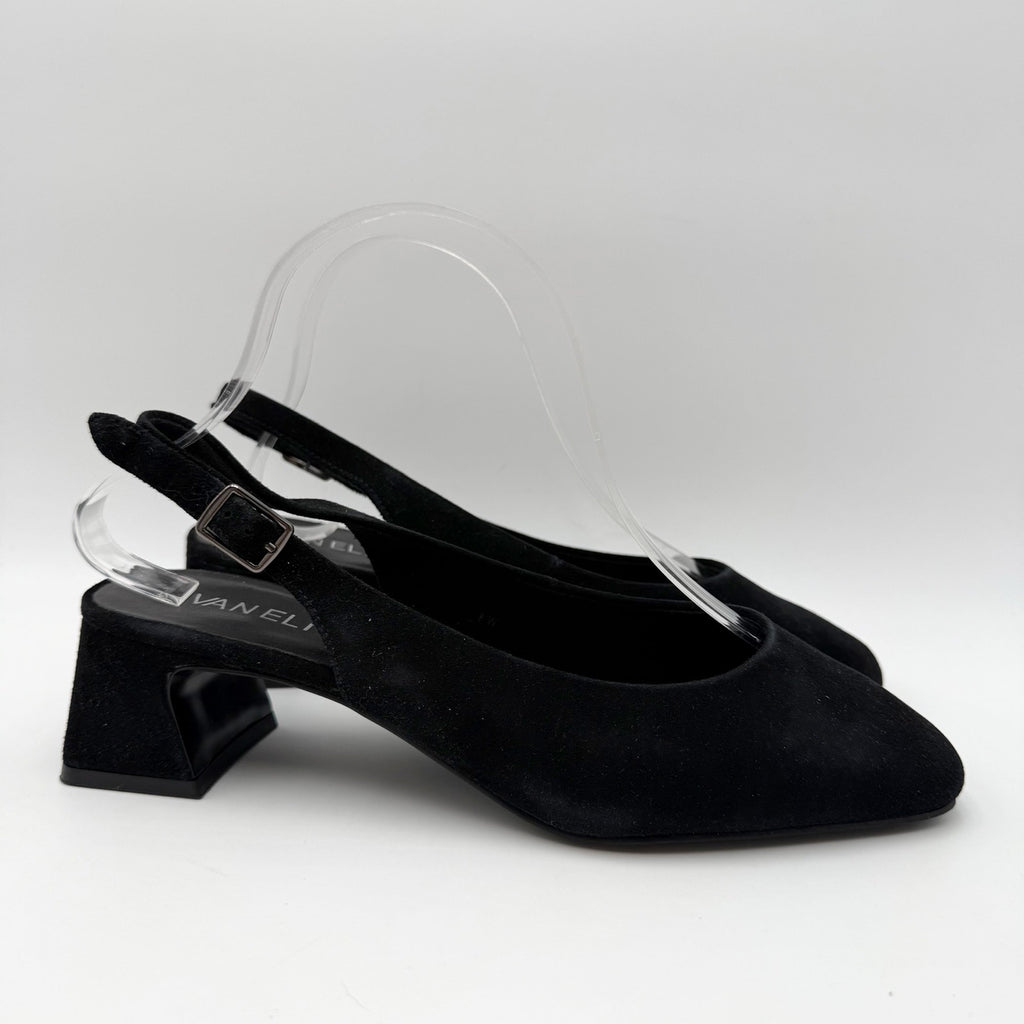 Vaneli Womens Darsy Slingback Heels Size 8 Wide Black Suede NIB