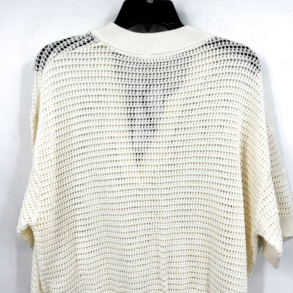 VARLEY Women's Callie Mesh Knit Top Large Beige Egret Short Sleeve NWT