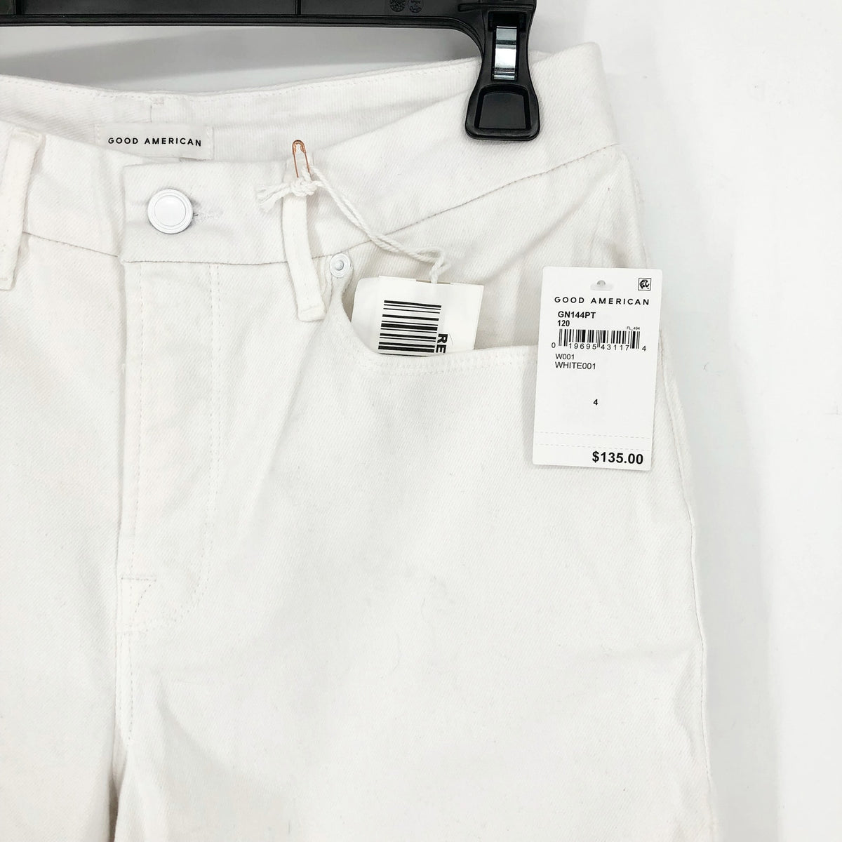 GOOD AMERICAN Good 90s Straight Jeans 27x31 US 4 White Denim High Rise NWT