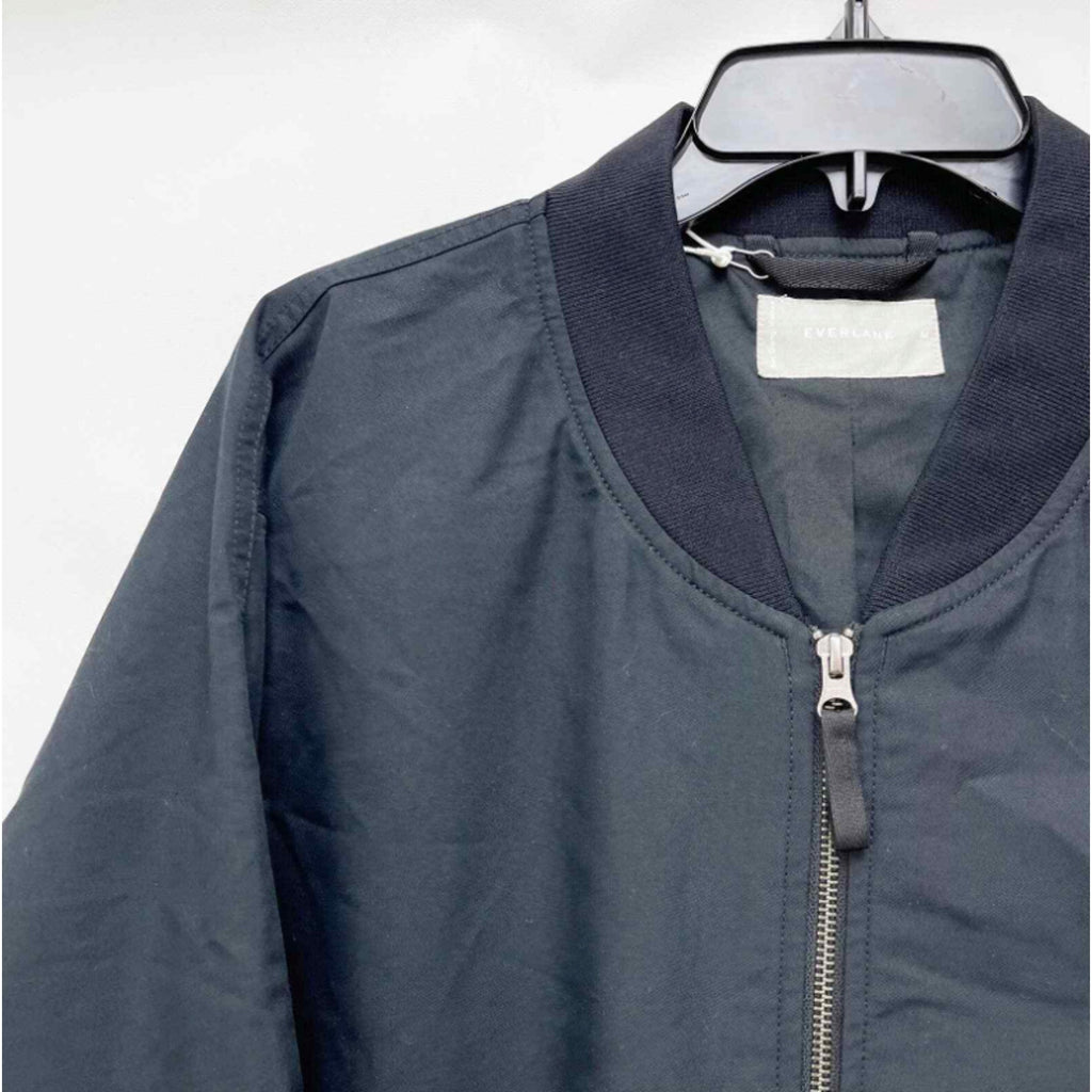 Everlane Womens Cotton Bomber Jacket Small Black Oversized NWT