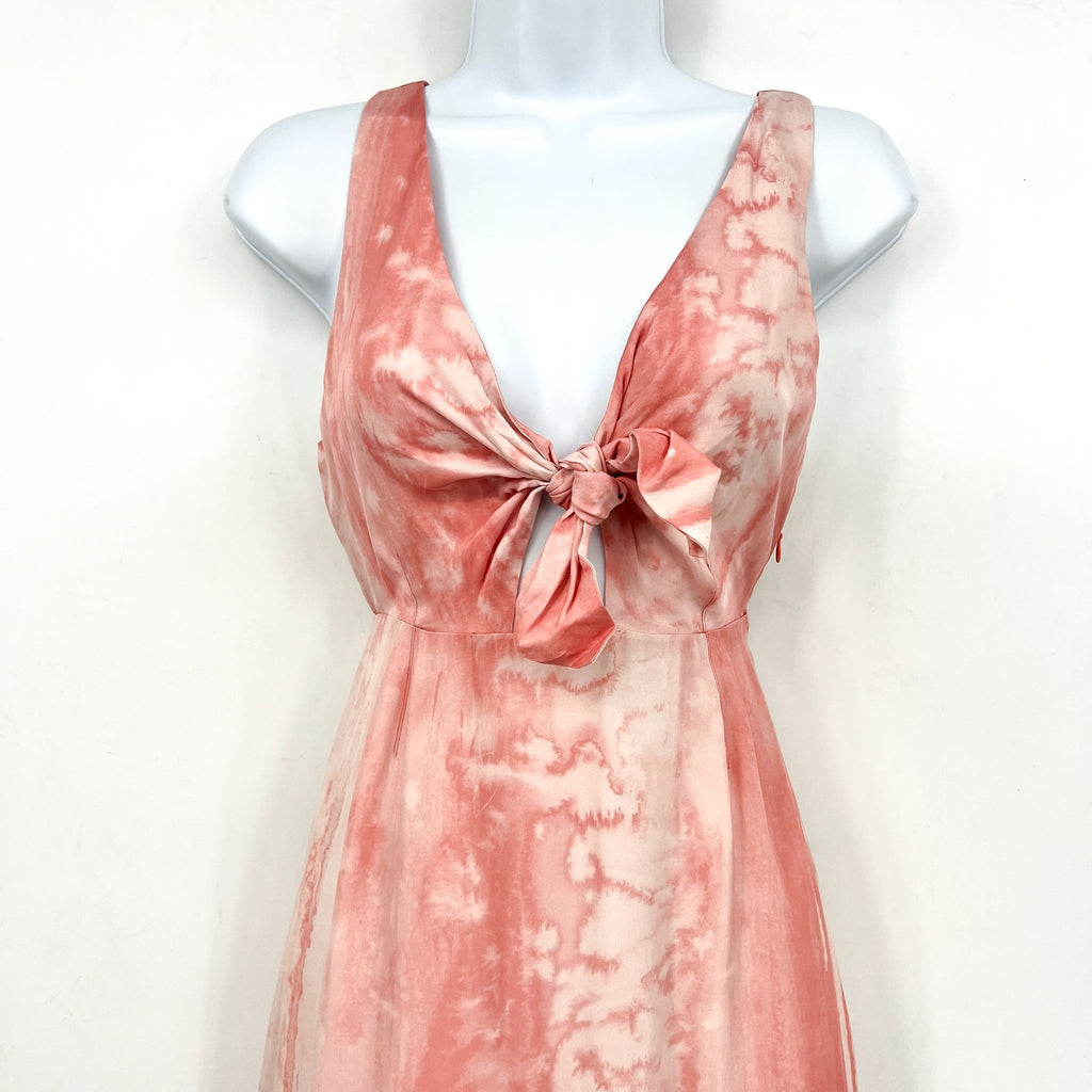 Travis Mathew Women's City To Shore Maxi Dress Small Shell Pink Tie Front NWT