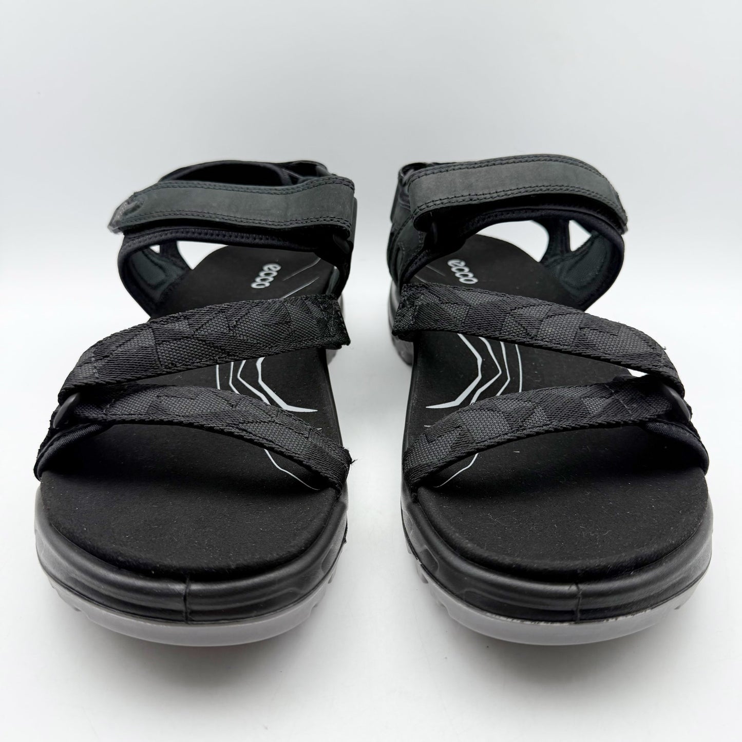 Ecco Mens Yucatan Coast Sandal US 13-13.5 EU 47 Black Leather Casual Sporty NWOB