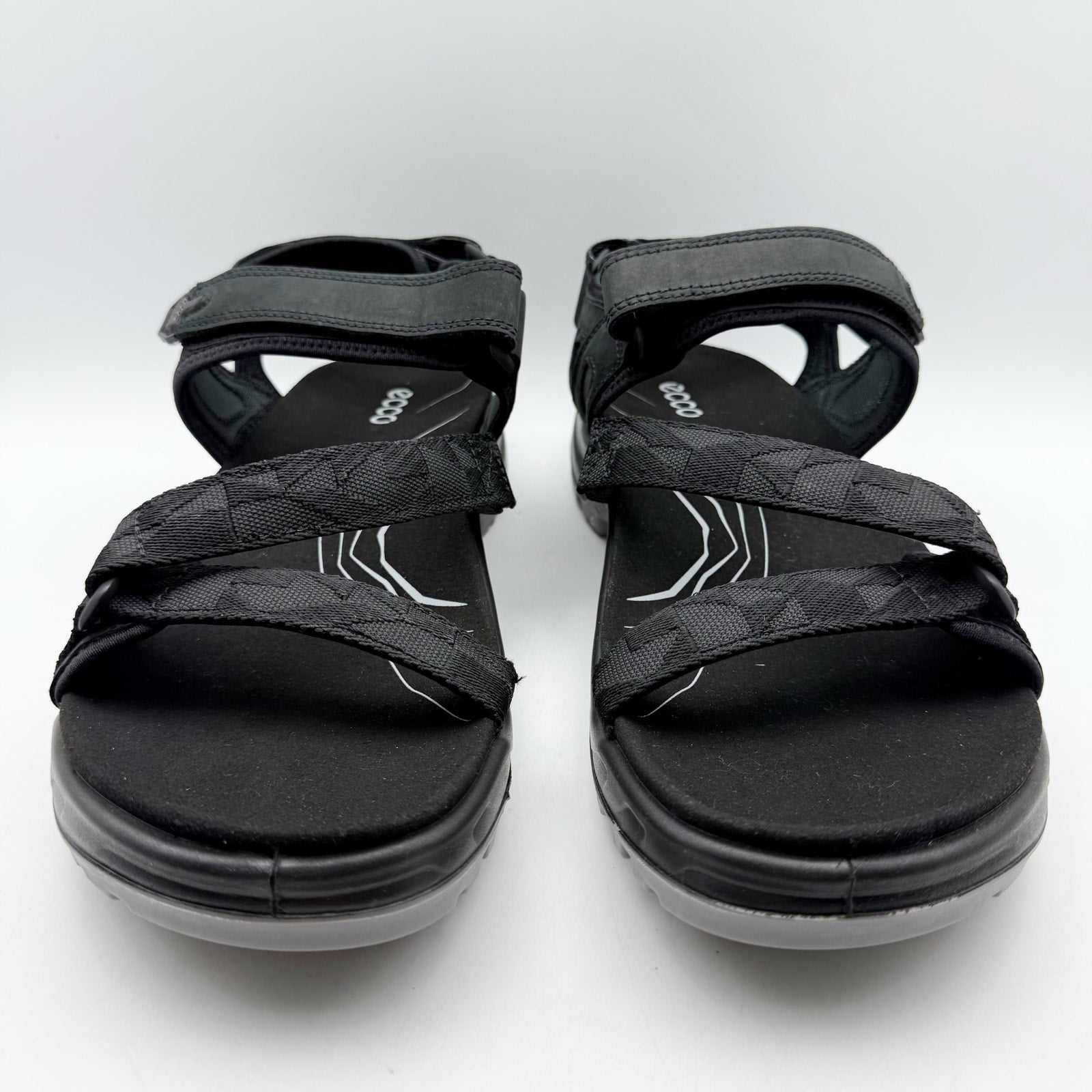 Ecco Mens Yucatan Coast Sandal US 13-13.5 EU 47 Black Leather Casual Sporty NWOB
