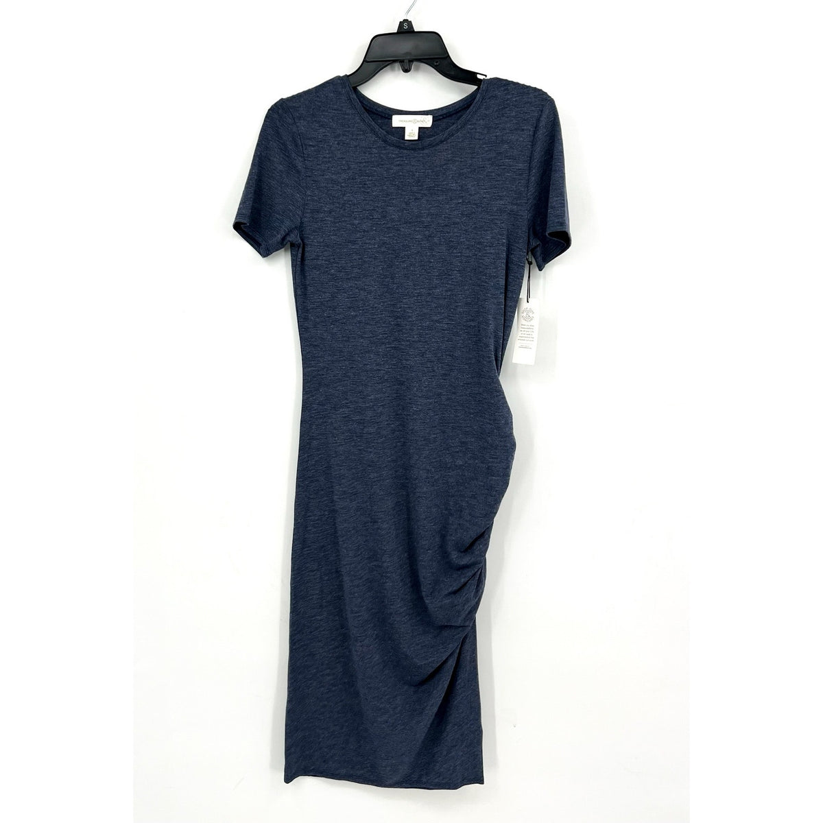 TREASURE & BOND Women's Ruched Jersey Dress Small Navy Blue NWT