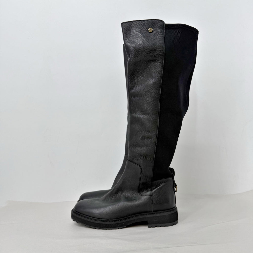 COLE HAAN Womens Greenwich Knee High Boots 6.5 M Black Leather Waterproof NWOB