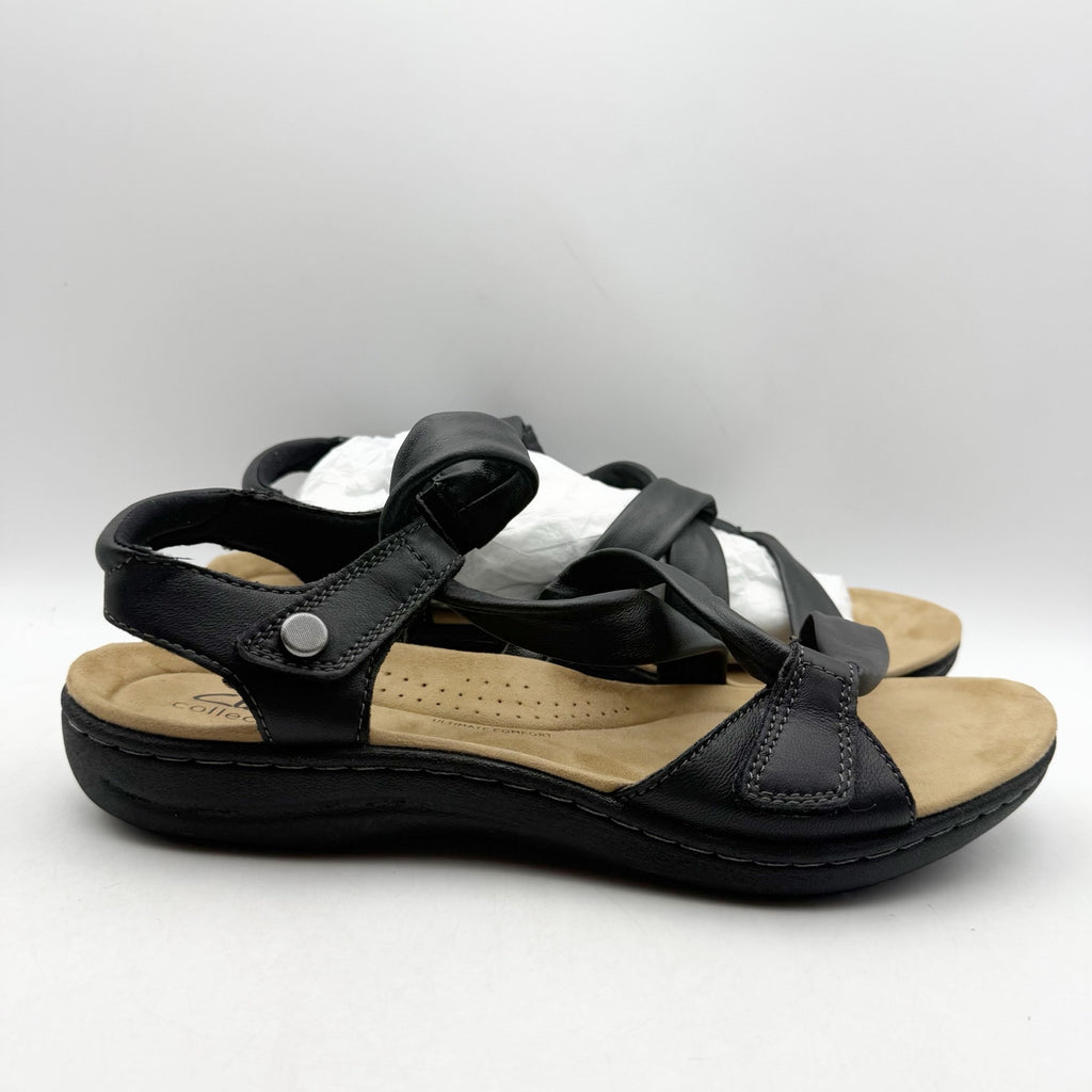 Clarks Womens Laurieann Bell Sandals US 11 M Black Leather NIB