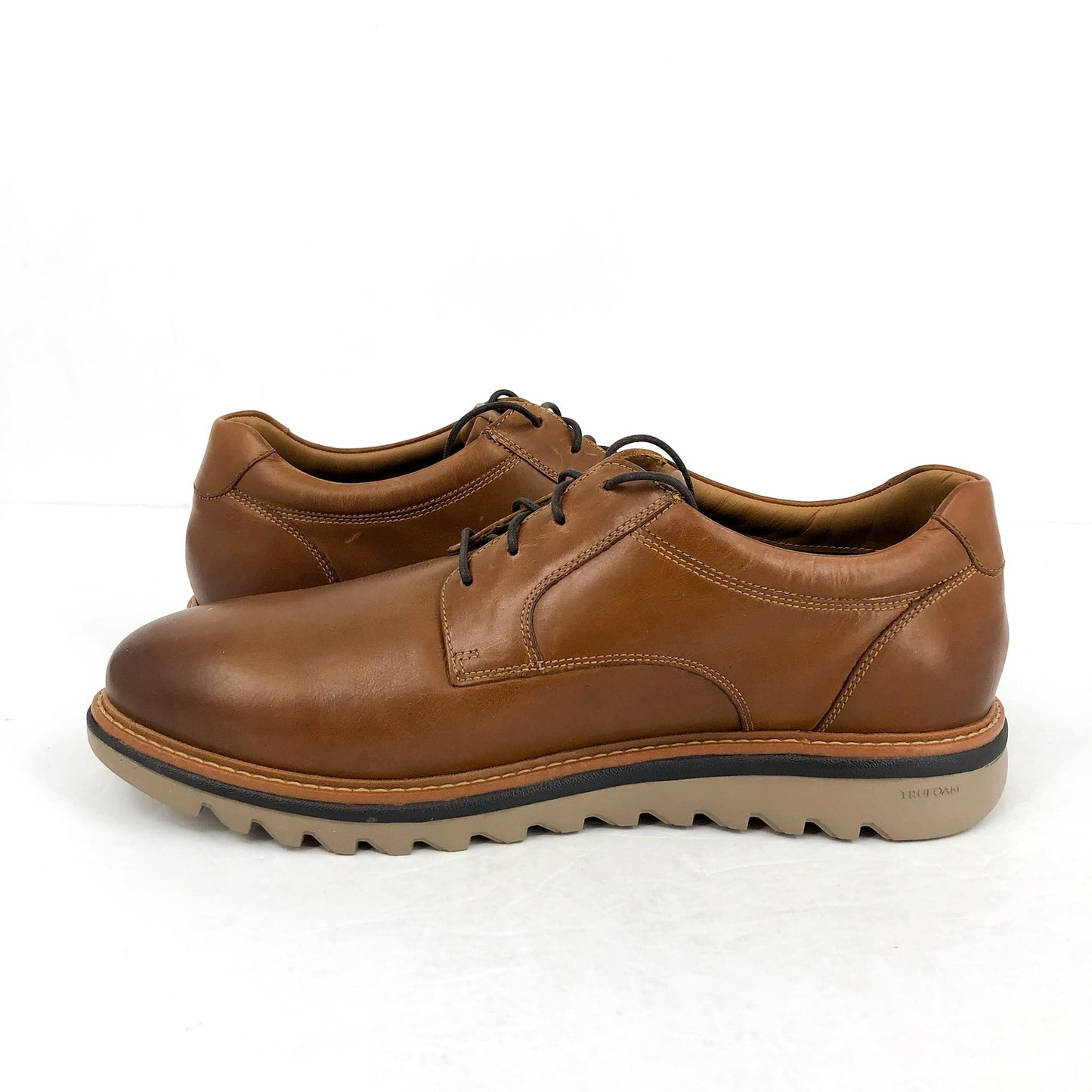 Johnson & Murphy Mens Braydon Plain Toe Dress Shoes 12 Wide Tan Leather NIB