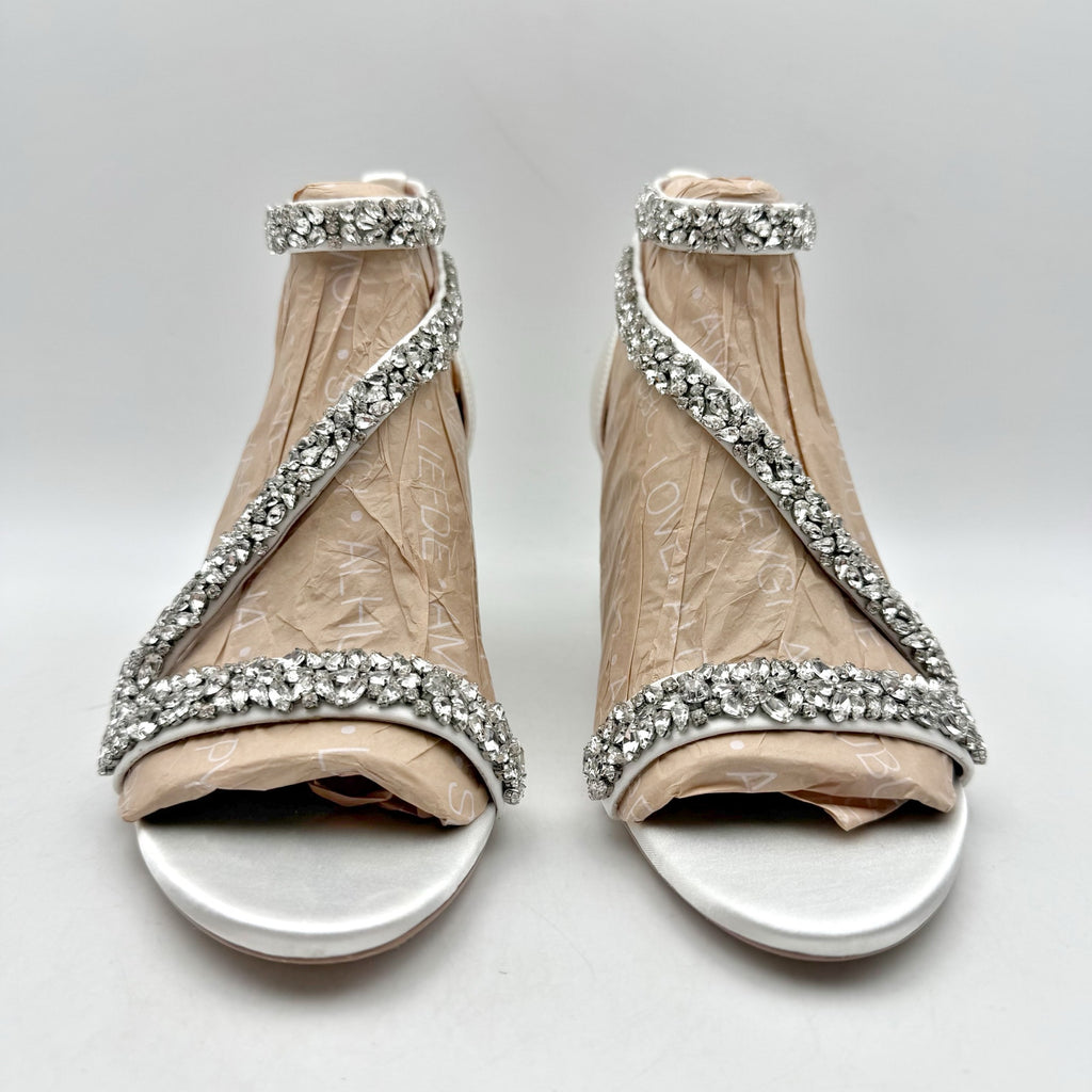 Pnina Tornai x Naturalizer Womens Ahava Heels Size 6.5 White Crystal Sandals NIB