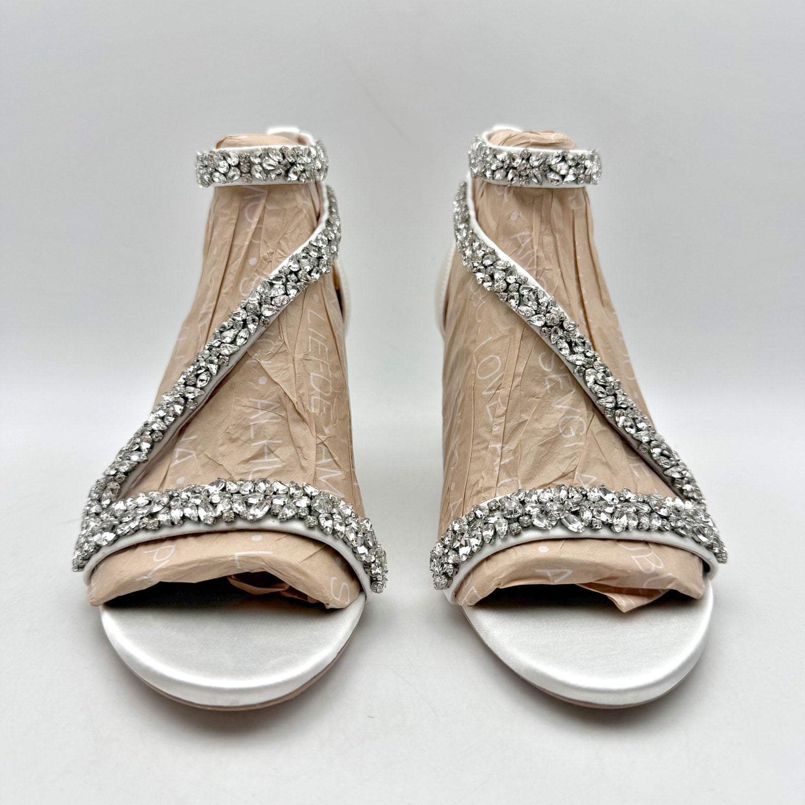 Pnina Tornai x Naturalizer Womens Ahava Heels Size 6.5 White Crystal Sandals NIB